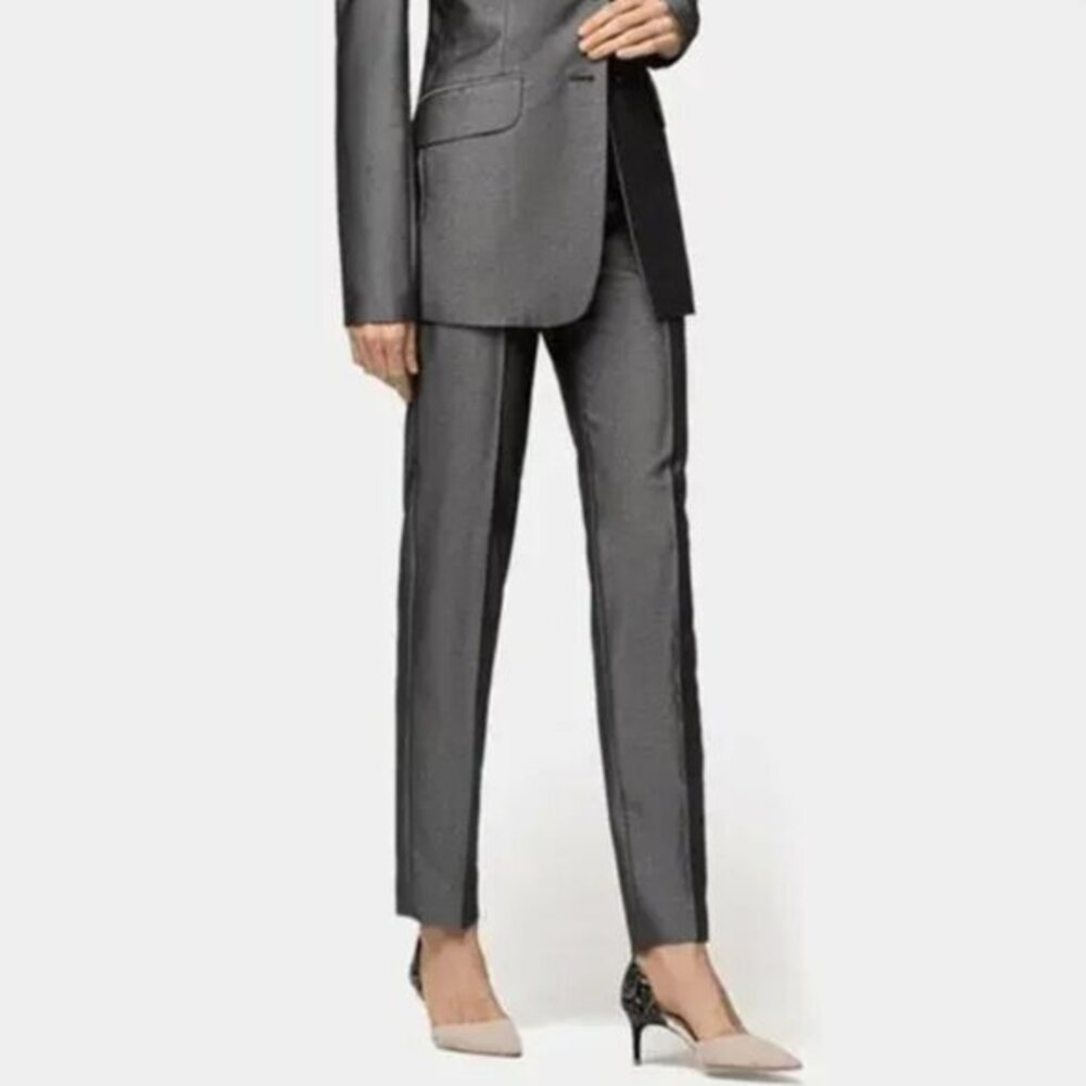 Calvin Klein Silver Herringbone Straight Leg Trouser Pants - Sz.2 - NWOT